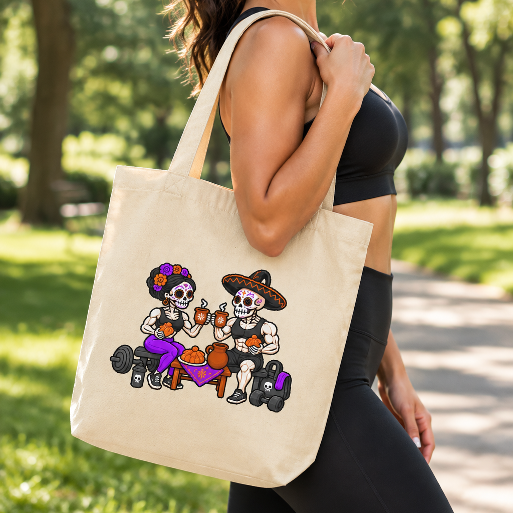 Día de Descanso Gym Eco Tote Bag | Día de Muertos Fitness Bag